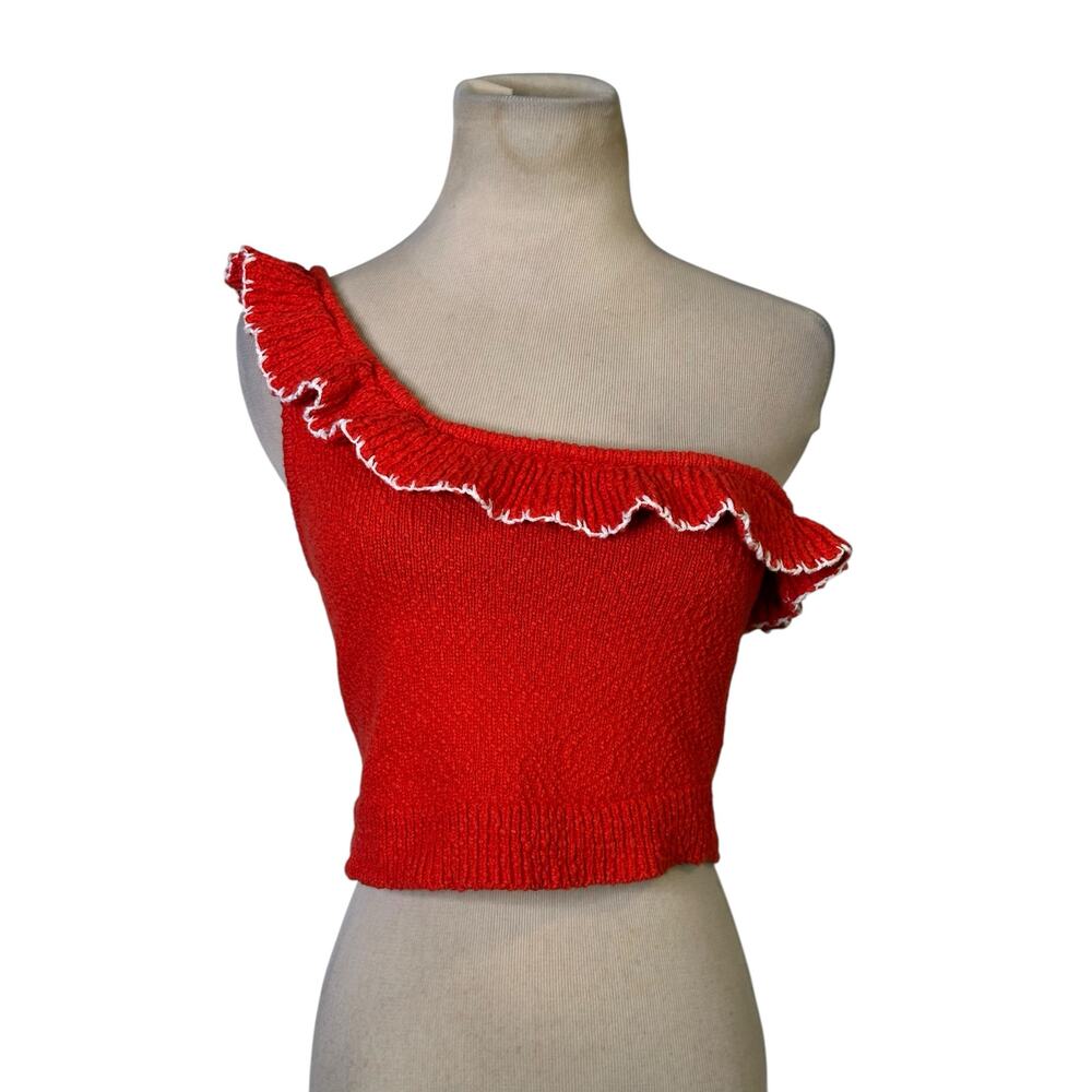 Urban Outfitters Orange Molly Ruffle One Shoulder Crop top Size Small